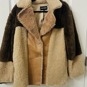 Steve Madden Women's Teddy Jacket - Brown and Cream